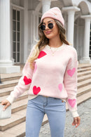 Angel Wings Heart Round Neck Droppped Shoulder Sweater