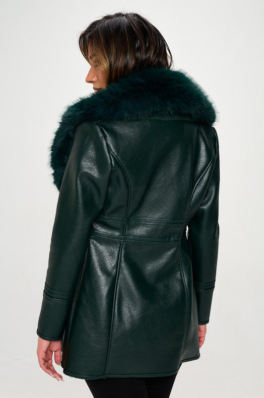 Faux Leather & Fur Long Coat Pre-Sale Exclusive