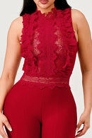 Crimson Lace Jumpsuit Pre Sale Exclusive